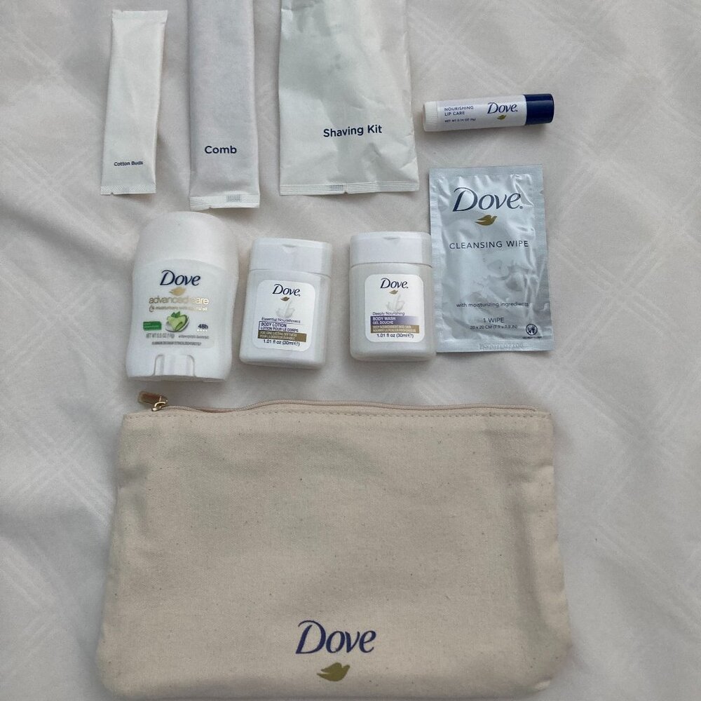 Dove travel kit with 8 products and pouch
